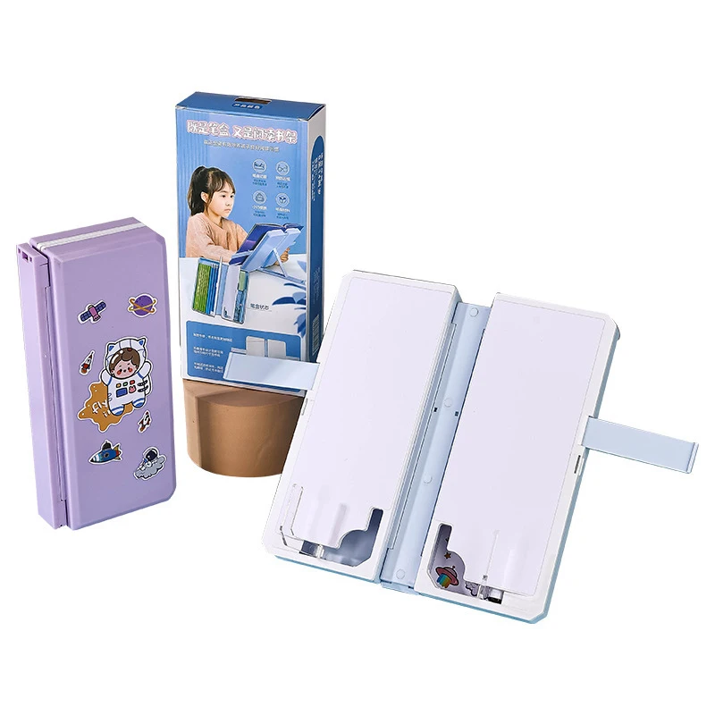 2 في 1 علبة أقلام متعددة الوظائف صندوق رصاص ورف كتب قراءة قابل للطي دعامة قراءة قابلة للتعديل للوازم المكتبية للطلاب
