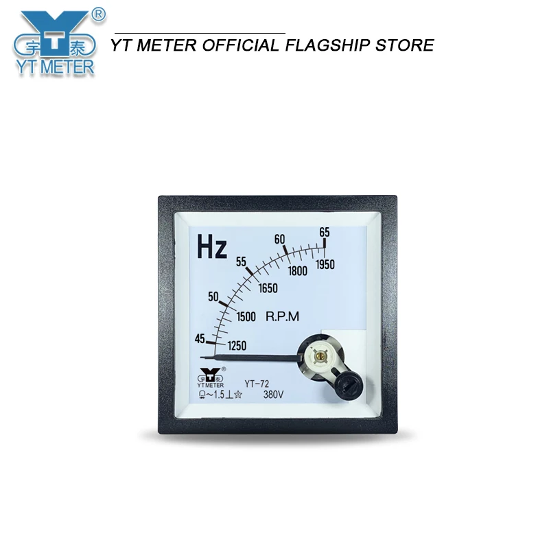 YT72 Tachometer Frequency Meter Integrated Dual Scale Display 45-65Hz 45-55Hz 100V 110V 220V 380V 50Hz 60Hz 1350-1950rpm 1350-16