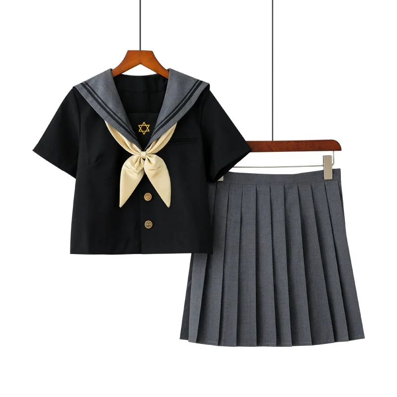 Fashion bearded star JK School Uniform Basic Sailor Fuku Suit S-2XL Schoolgirl Outfits Pleated Skirt Sets Anime Cosplay Costume