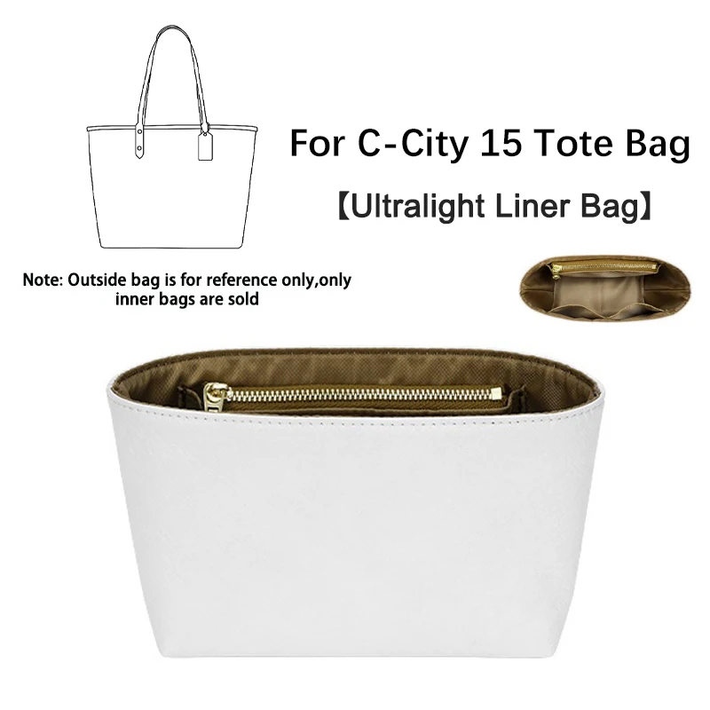 EverToner White Bag Organizer For C-City 15 Tote Bag Ultra Light Material Layered Liner Purse Insert Organizer