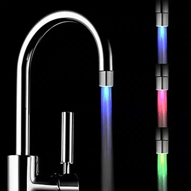 HOT 3 Color Change LED Faucet Aerator Water Powered Light Tap Nozzle Water Saving Glow Faucet Head For Kitchen Bathroom Sink - view 2