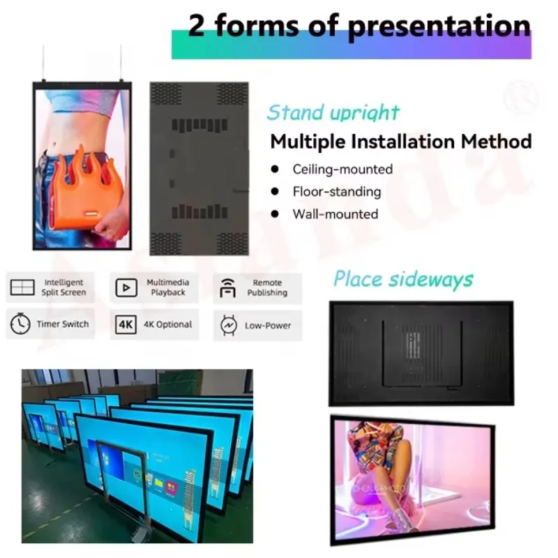 Factory Direct 2026 Indoor advertising display Hanging LCD screen Digital menu board Advertising window LCD display
