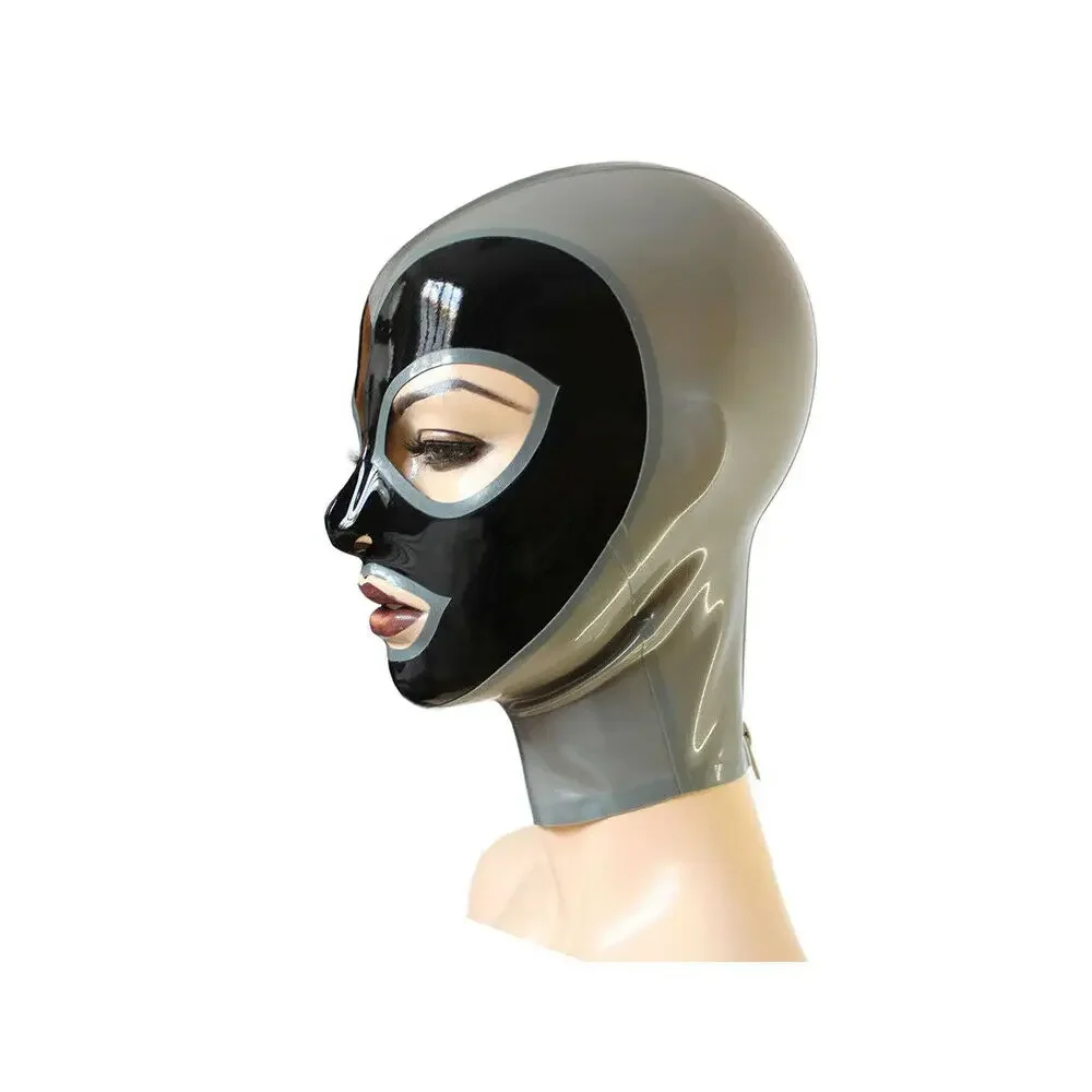 Latex Hood Open Mouth and Eyes for Catsuit Handmade Rubber Mask Club Wear  Halloween Accessories Costumes for Women