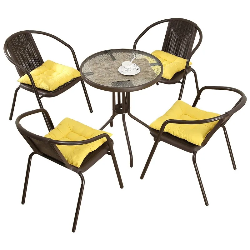 Outdoor leisure rattan chair three-piece combination with umbrella cafe stall folding chair