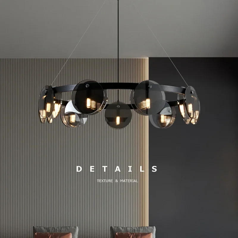 

Nordic Modern Black Glass Pendant Lights Minimalist Decorative Hanging Lamps Living Dining Room Interior Decor Light Fixtures