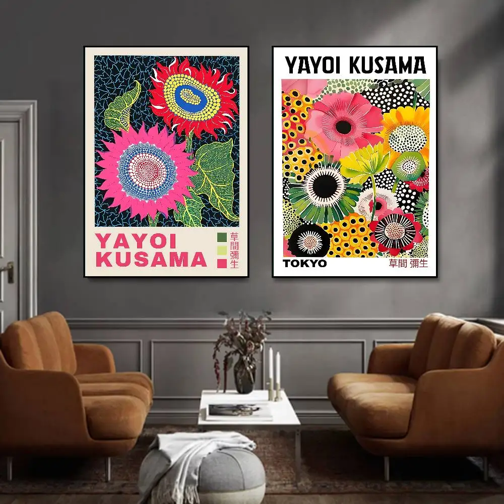 Y-Yayoi KusamaS Art Posters Living Room Bar Cafe Quality Canvas Vintage Style Comics Painting Art Home Wall Decor Picture