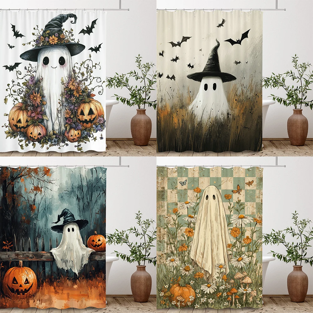 

Halloween Shower Curtain All Saints'Day Shower Curtain Terrible and lovely ghost Printed fabric home Decor Bathroom Curtain