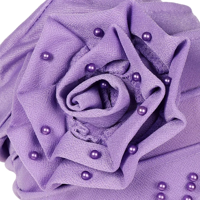 Helisopus Women New Fashion Ruffle Beaded Solid Scarf Cap Muslim Head Wrap Chemo Turban Bandanas Ladies Hair Accessories