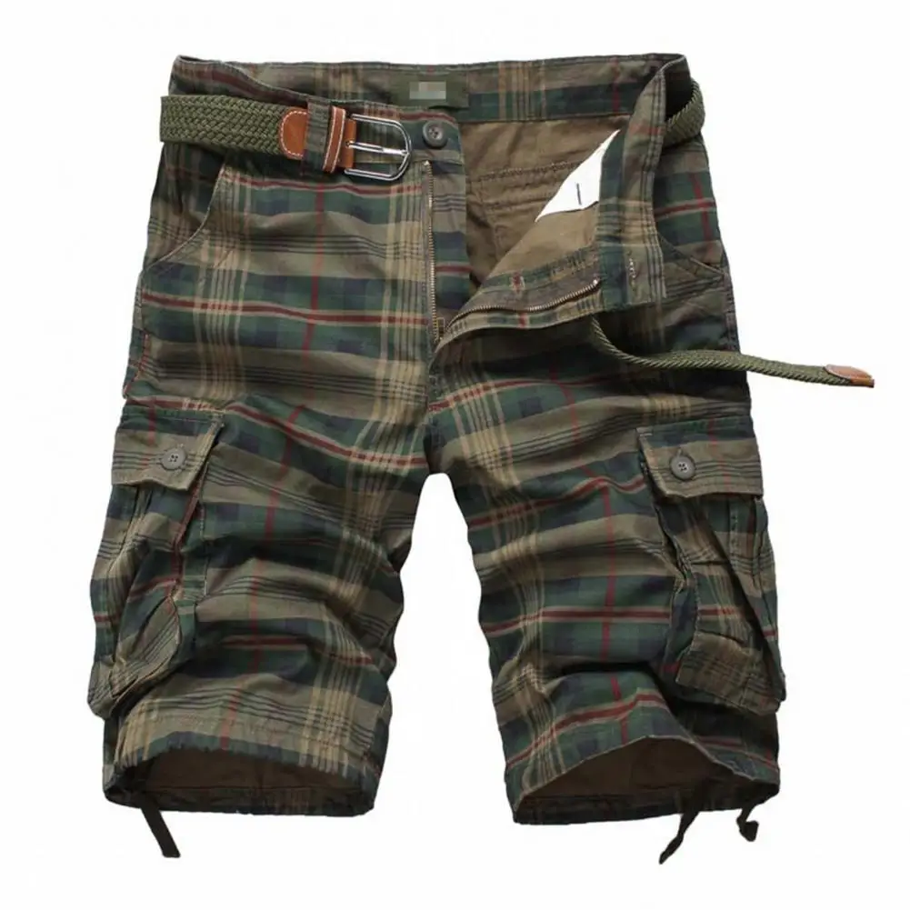 New Fashion Plaid Cargo Shorts Men's Beach Shorts High Quality Summer Casual Shorts