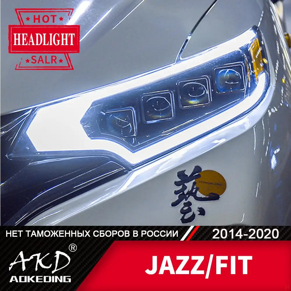 

Фары для Honda Fit Jazz 2014-2019, автомобильные светодиодные фары DRL Hella, ксеноновые линзы Hella Hid H7, автомобильные аксессуары