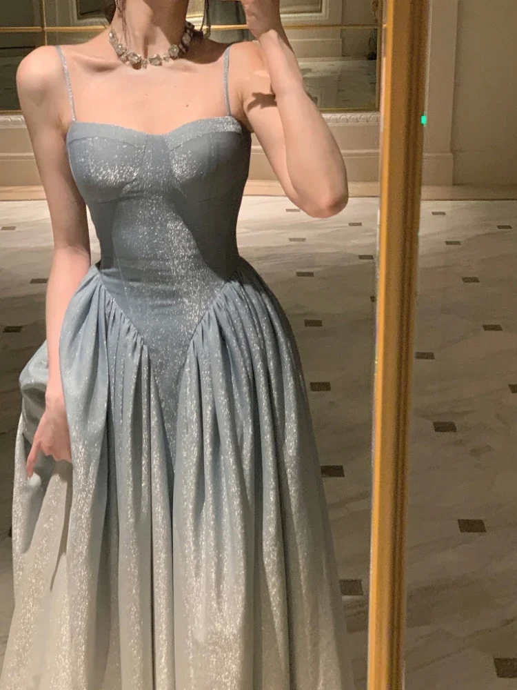 فستان نسائي كلاسيكي متوسط الطول بدون أكمام ، فستان رسمي بحزام ، فستان حفلة أنيق ، سيدة مكتب ، كاجوال ، كوري ، صيفي ، أنيق ، 1 * * ،