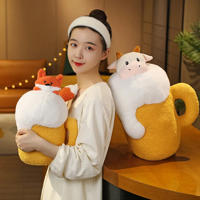 38 سنتيمتر الماشية الثعلب البيرة ألعاب من القطيفة الحيوانات المحشوة دمية محاكاة وسادة مقعد الأطفال هدية عيد ميلاد جديد طفل أطفال #5