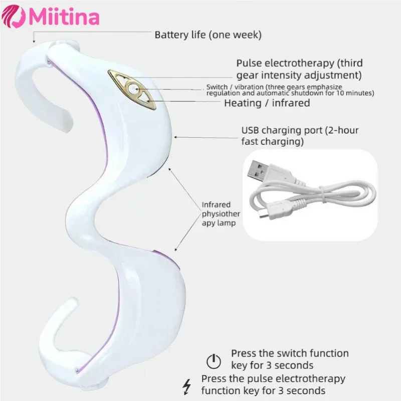 Miitina LED Microcurrent Pulse Eye Massager Relieves Eye Fatigue, Fades Dark Circles, Wrinkles, Heat Treatment,Eye Beauty Device