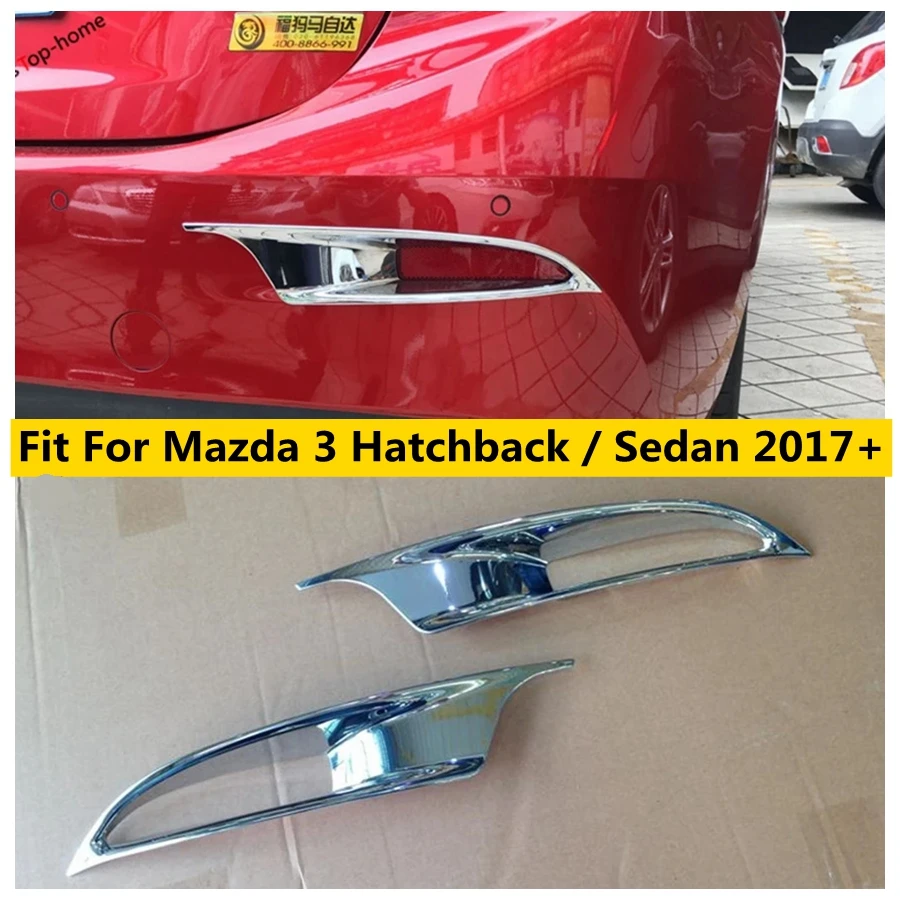 ABS Chrome Rear Trunk Fog Light Lamp Decoration Frame Cover Trim Car Accessories Fit For Mazda 3 Hatchback & Sedan 2017 2018