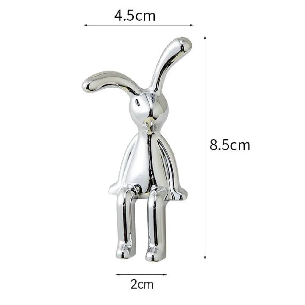 Cartoon Rabbit Decorative Ornaments Cute Eco-friendly Plastic Rabbit 3D Ornament Electroplating Long Eared Rabbit