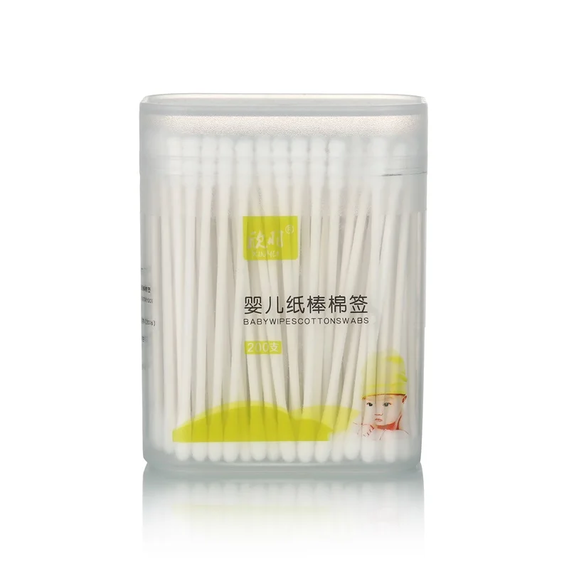 Custom packaging Eco Friendly Biodegradable micro 100% organic baby Bamboo Cotton Buds stick swab q tipps