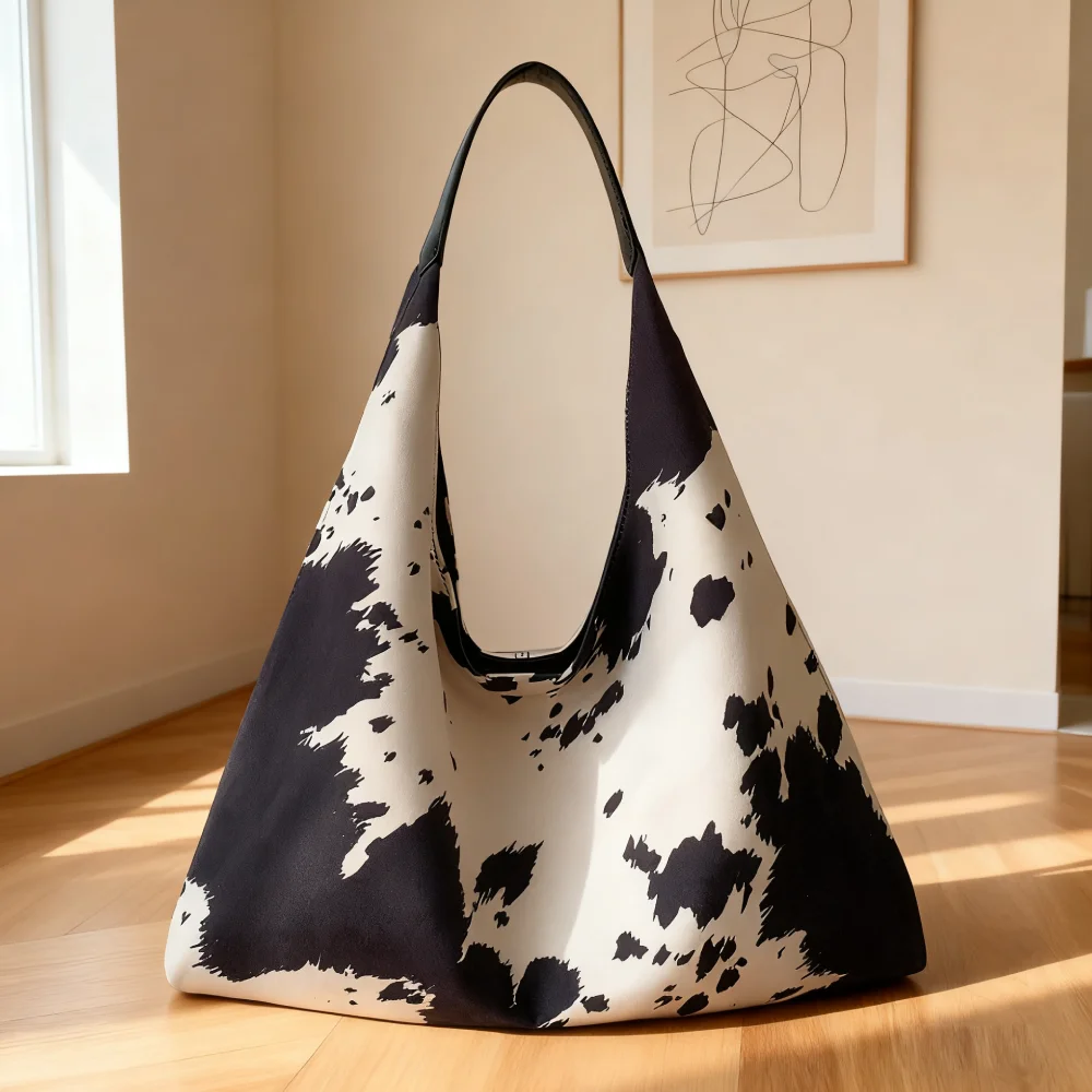

Large Capacity Cow Print Single Shoulder Underarm Bag Women Shoulder Bag Underarm Handbags for Travel Shopping Work Daily Use