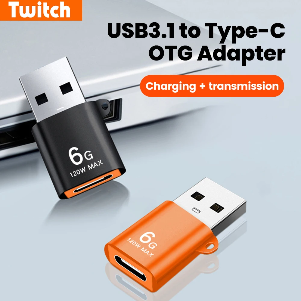 

USB 3.1 To Type C OTG Adapter 120W Fast Charging USB Male To Type-C Female Converter For PC Laptops Macbook Phone Data Transfer