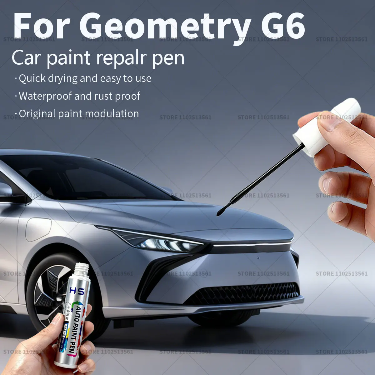 

Car Paint Repair Pen For Geely Geometry G6 Touch Up Scratch Remover DIY Auto Accessories White 123 Silver 122 Green 119 Blue 126