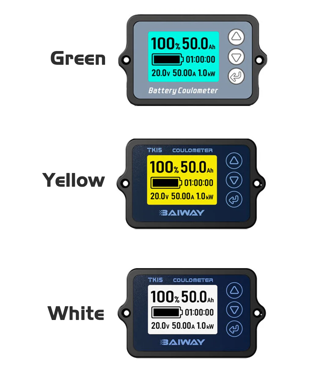 DC120V 50A Vehicle Battery Coulometer TK15 Battery Capacity Tester Coulomb Counter Meter for E-bike/Balance Car/Cleaning Machine