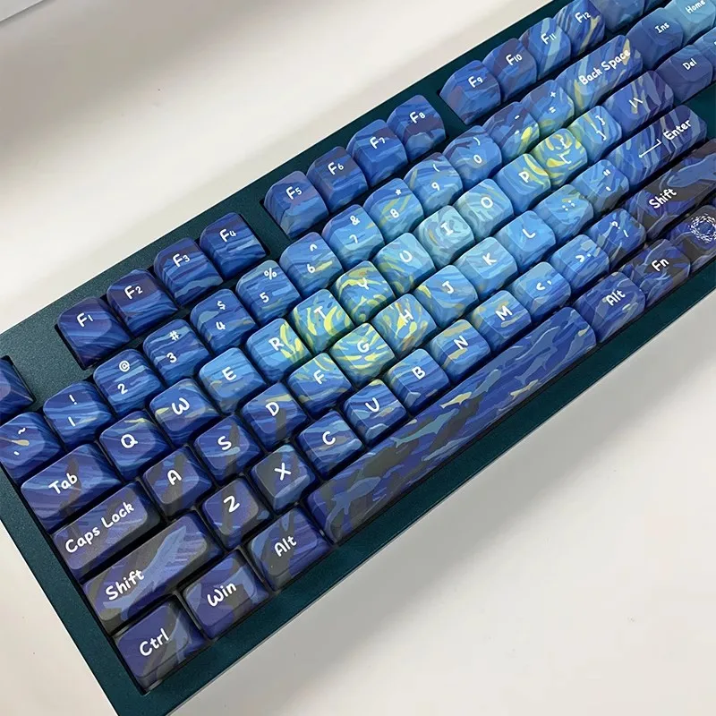 ディープシースターリースキーキーキャップセット,pbt 5サイド昇華キーキャップ,mdaプロファイル,7uスペースバー,MXスイッチ用,134キー