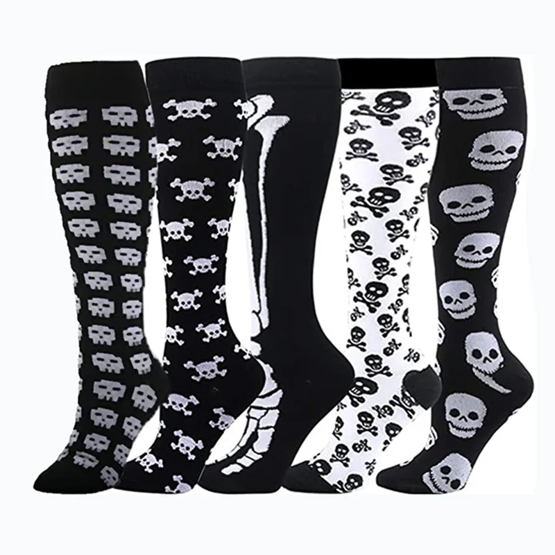 Medical Compression Socks Christmas Halloween Skull Bat Varicose Tooth Socks Diabetes Cycling Running Natural Hiking Men's Gift