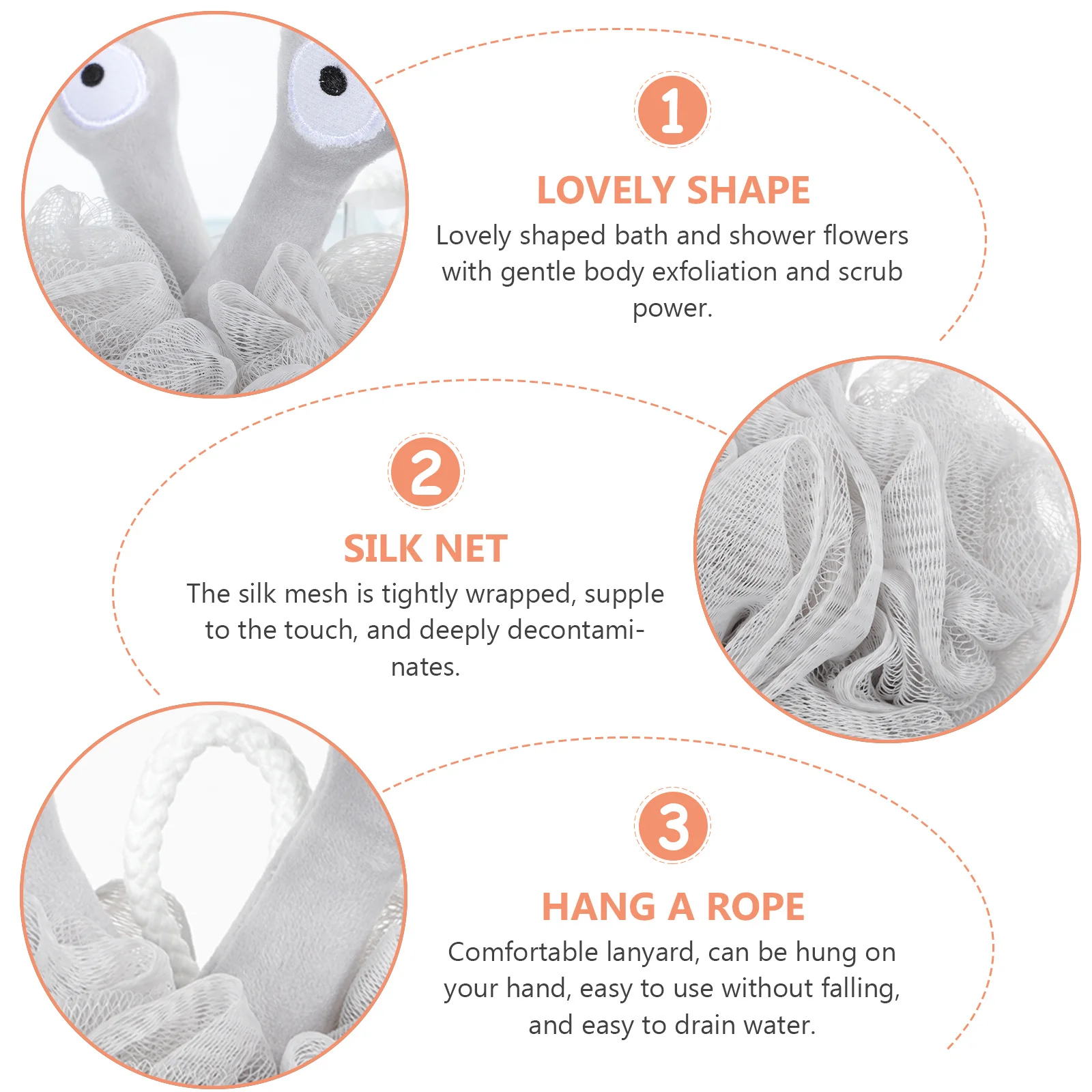 

3pcs Bath Ball Bath Flowers Body Scrub Cleaning Supplies Bathing Exfoliating Bubble Making Net Practical Bathroom