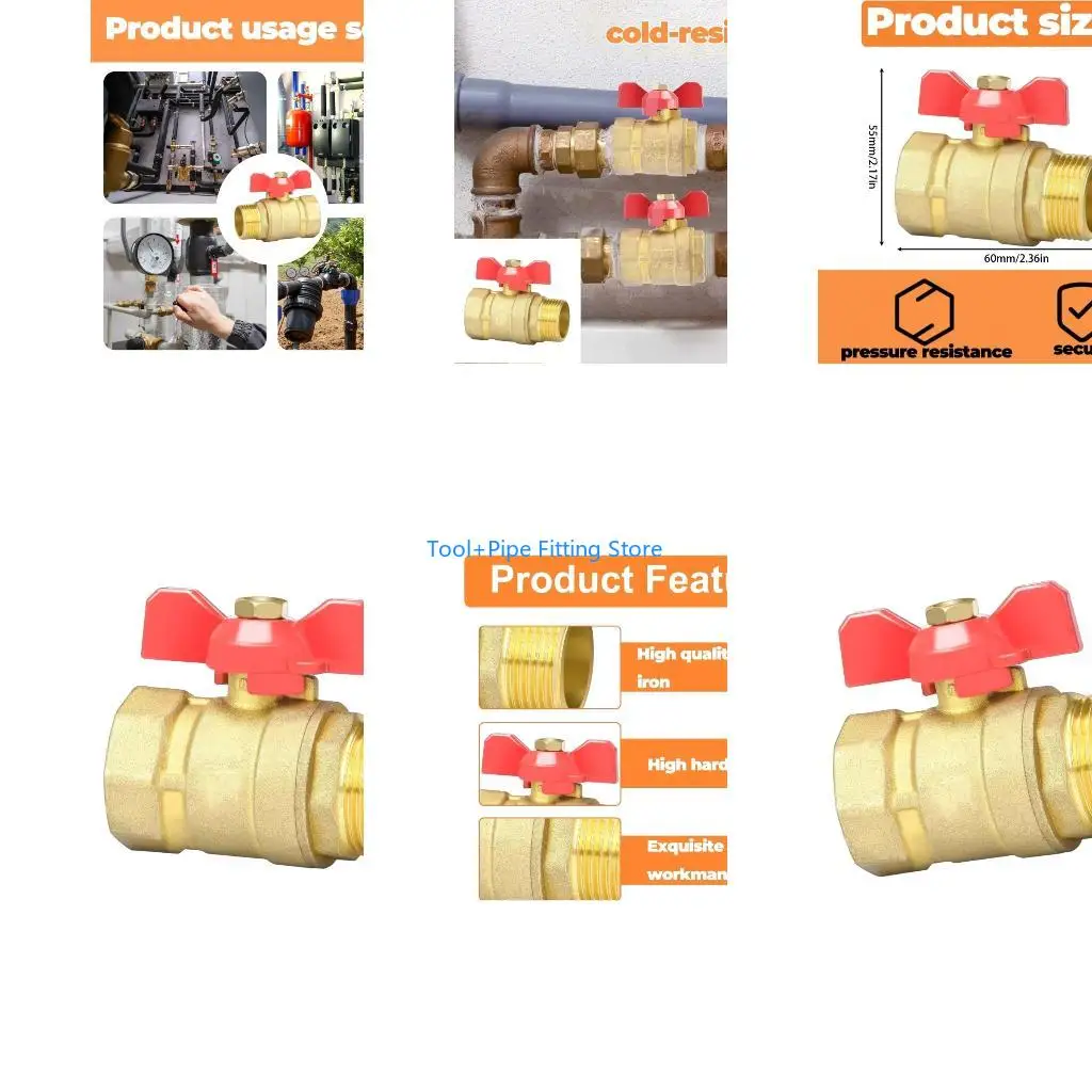 F92B Brass Ball Valves 1inch Male Female Thread Connector Water Shut Close Valves