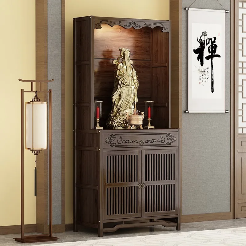 Buddhist niche standing cabinet, Guanyin Bodhisattva offering altar, God of Wealth offering table, household