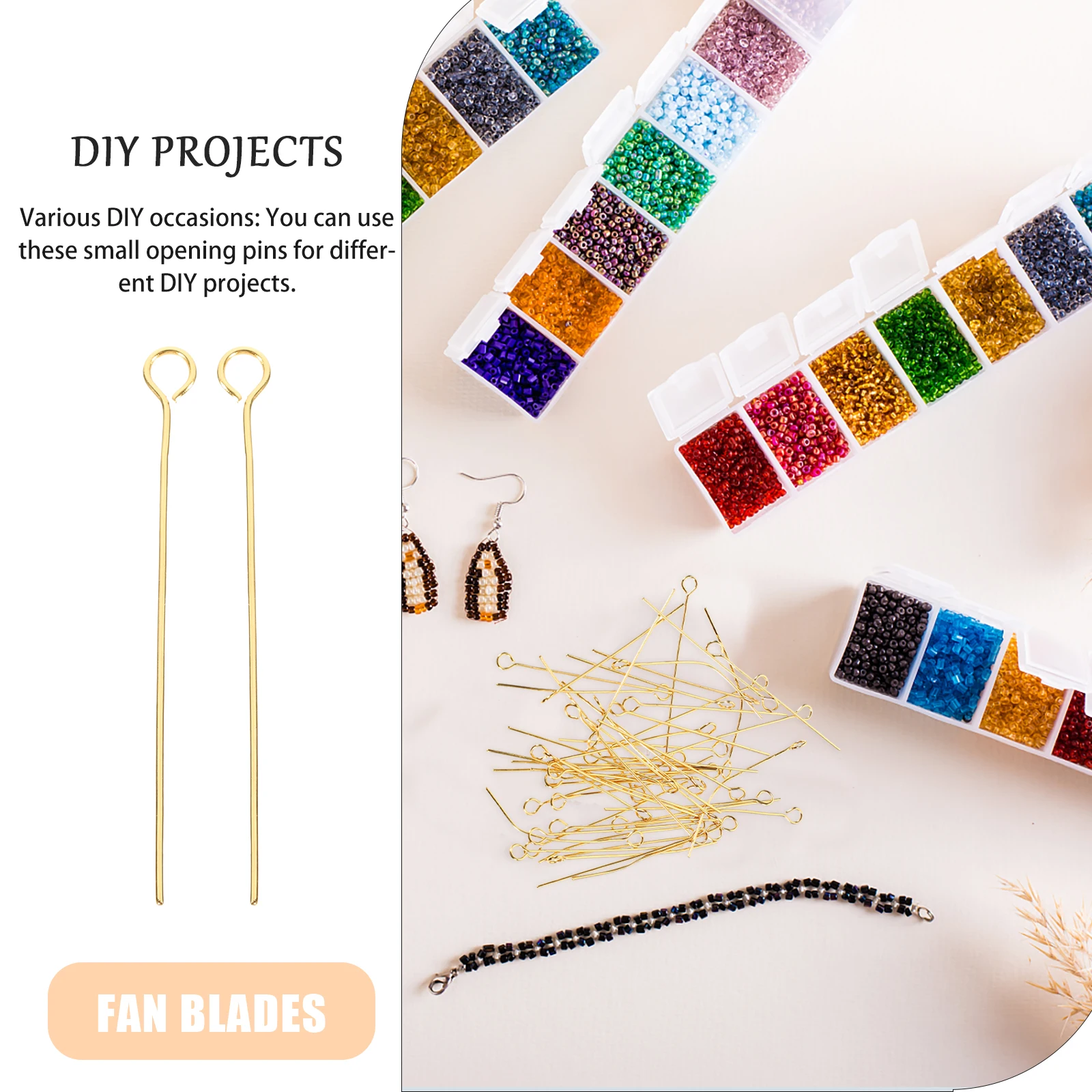 

100pcs T-Needle Earrings Golden Stainless Steel DIY Hooks for Jewelry Making Sewing Pins Charms Eye Head Accessories