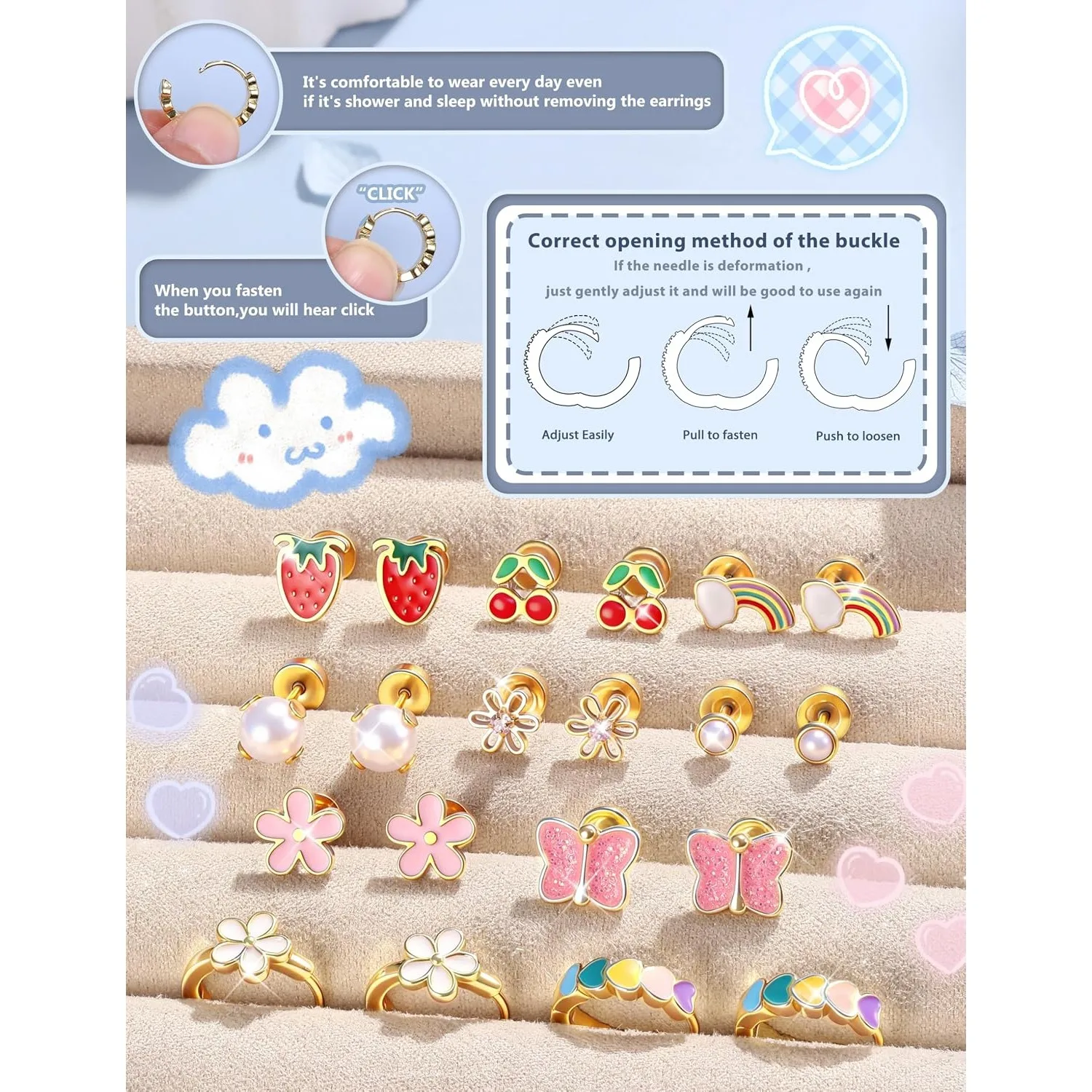 FASACCO, 1 par de pendientes d - Body Jewelry Surgical Steel reseña y precio