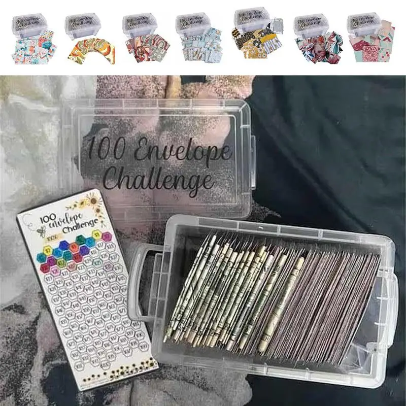 100 Envelope Challenge Box Money Saving Binder Budget Planning Handbook Savings Challenge Budget Box For Repay Loan Holiday Gift