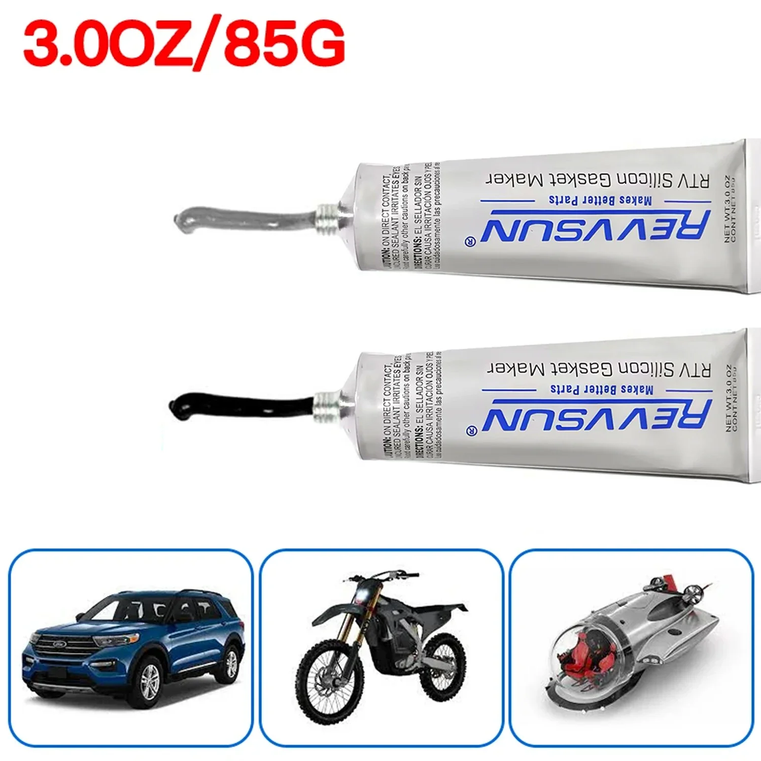 3.0 OZ RTV Neutral Silicone Gasket Maker - Strong High-Temp Sealant for Car Engine Oil Pan & Cylinder Head