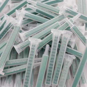 10/20/50/pcs 에폭시 수지 혼합 노즐 AB 접착제 총 용 정적 믹서 접착제 혼합 튜브 주사기 두 구성 요소 액체 믹서