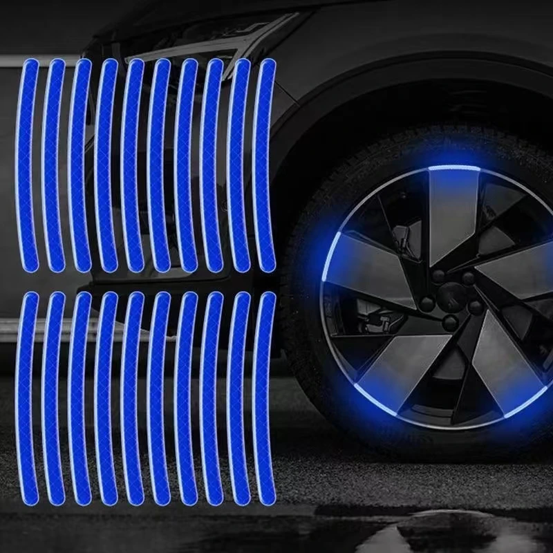 20PCS Reflective Stickers For Car Wheels Night Fluorescent Tire Safety Warning Stickers Personalized Decorative Car Stickers
