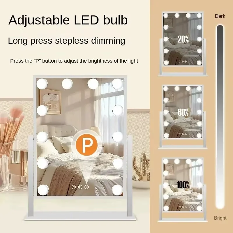 Miroir à ampoule LED, miroir Portable en métal, miroir de Dressing intelligent, miroir cosmétique de beauté