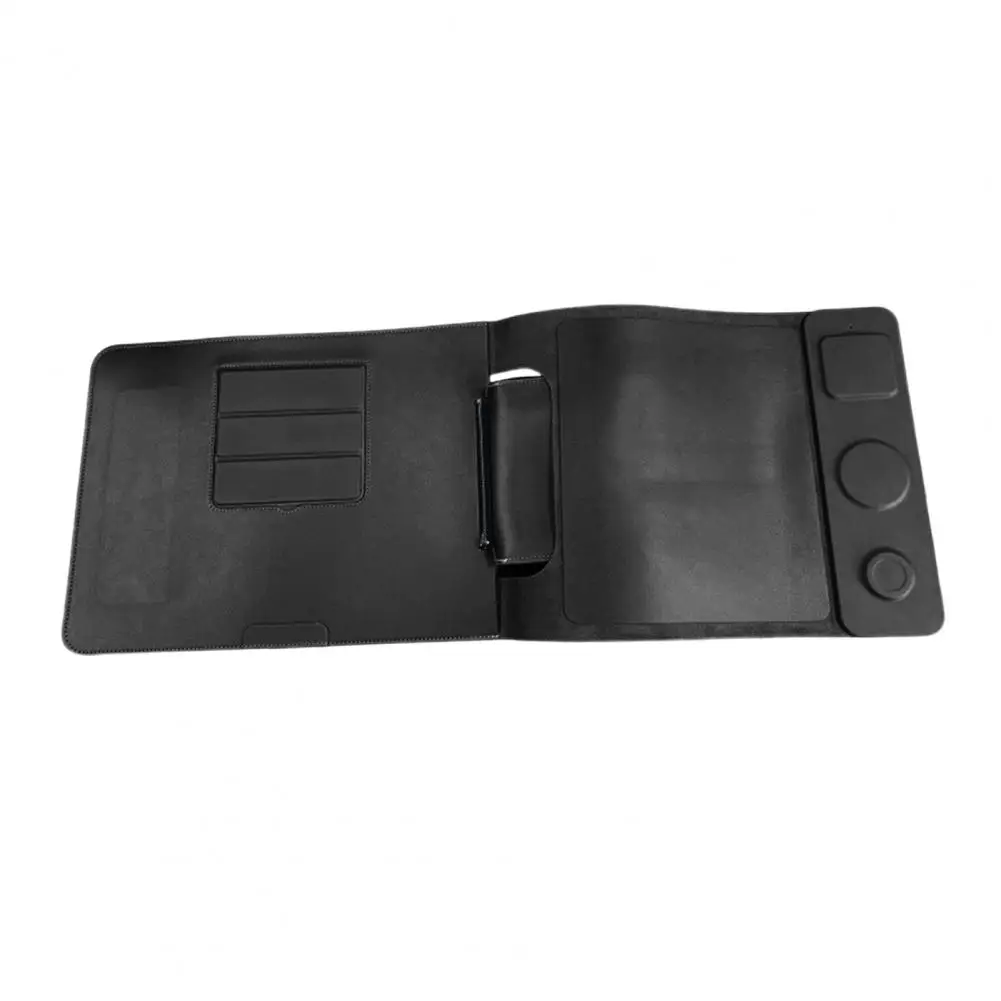 Laptop Sleeve with Charger Wireless Charging Laptop Bag 3-in-1 Magnetic Charging Organizer Portable Faux Leather Workstation