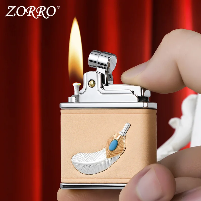 

ZORRO 832 Silver Plated Feather Kowtow Machine Kerosen Lighter, Boys' Holiday Gift, Friends' Birthday Gift