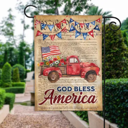 Pickup Red Truck God Bless American Double-sided Flag, USA Country Truck Flag ZZU WWL IIC