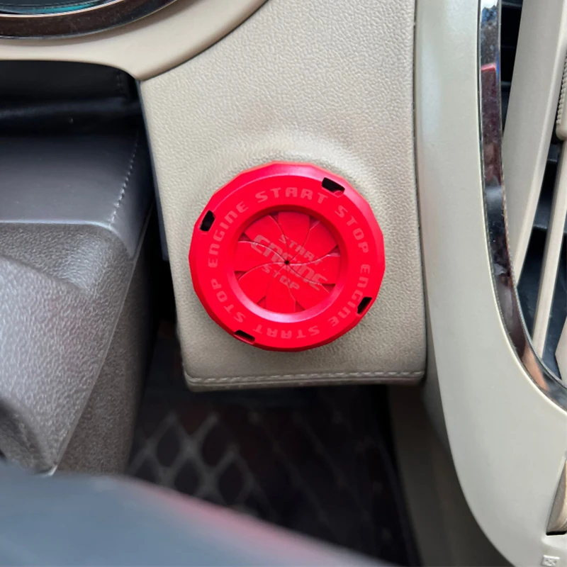 غطاء زر تشغيل وإيقاف محرك السيارة ، مفتاح الإشعال ، غطاء حماية قابل للدوران من نوع الشفرة ، ديكور داخلي ، ملصق ديكور #6