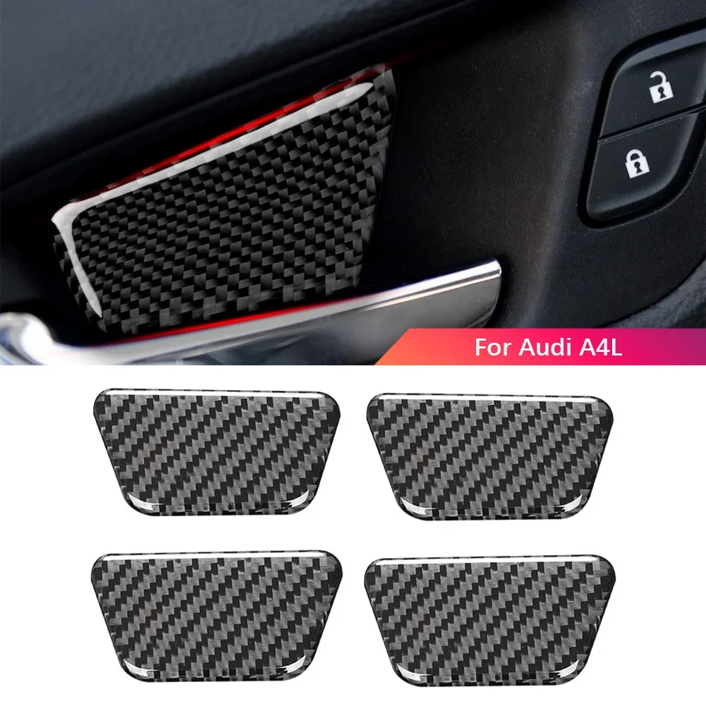 4X Car Inner Door Bowl Decor Cover Trim Stickers Carbon Fiber For Audi A4L A4 B8 2009-2016 Q5 2009-2017 A5 2008-2017 Accessories