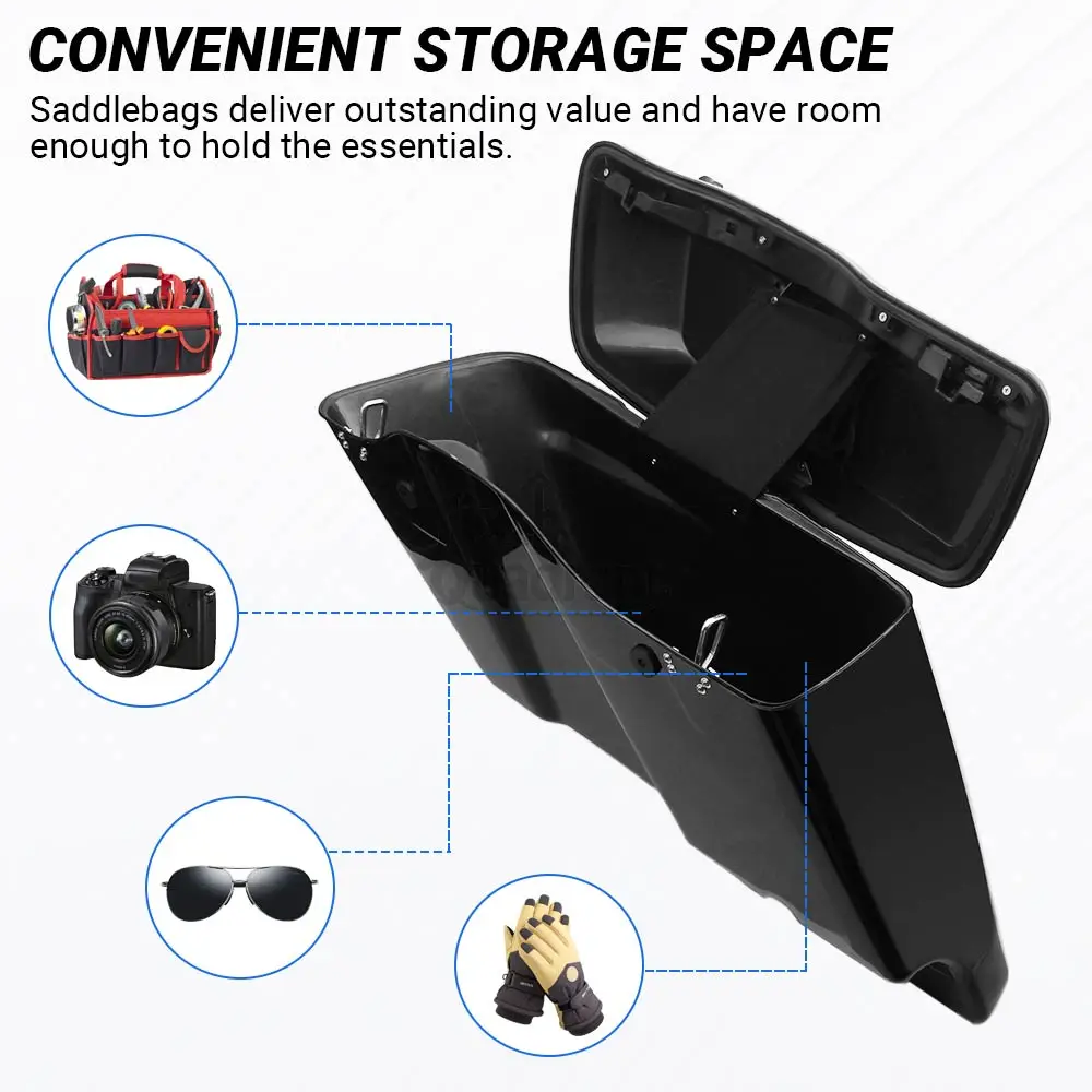 Motorcycle Hard Saddlebags Trunk And Lids with Latch Keys Kit For Harley Touring Road King Electra Street Glide 2014-2025