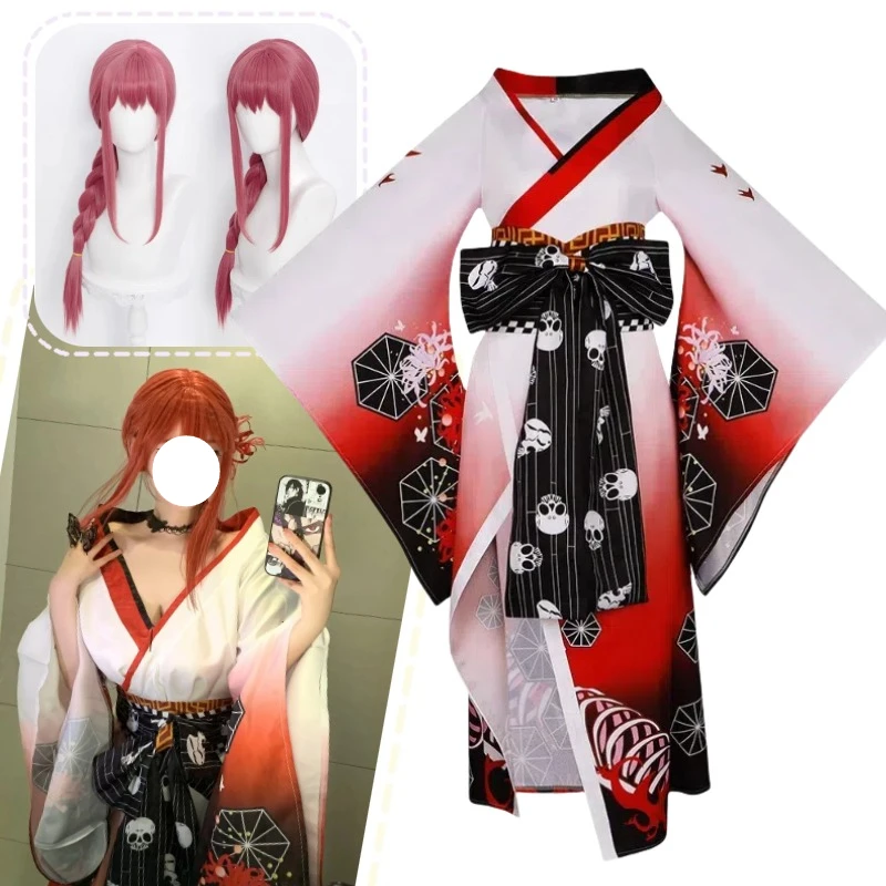 

Аниме Makima Power костюм бензопилы косплей японское кимоно красное длинное платье наряд для ролевых игр для женщин Хэллоуин карнавальная вечеринка