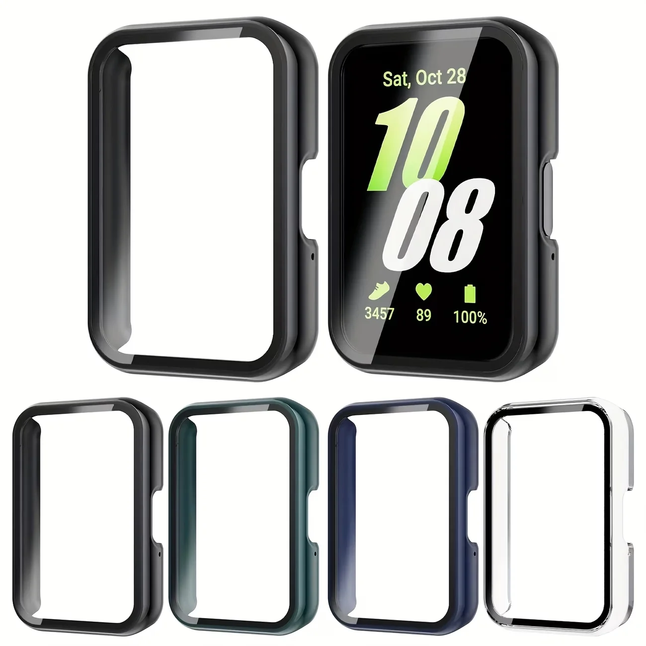 2 Pcs Watch Case For Samsung Galaxy Fit 3 Tempered Glass Screen Smartwatch Protector Hard PC Bumper Galaxy Fit 3 Accessories