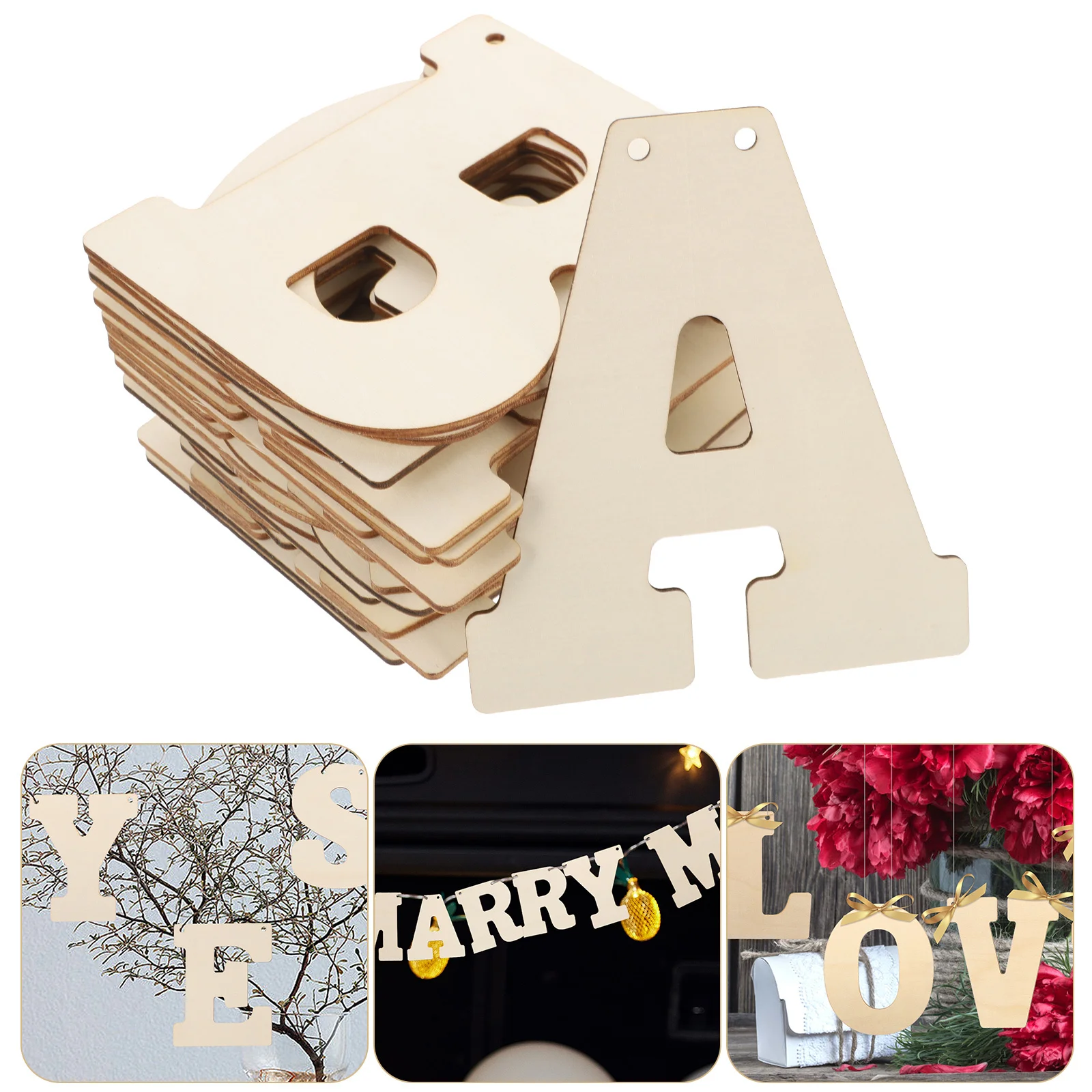 

66Pcs Wooden Alphabet Letters DIY Craft Material for Festive Decoration Letter Board Birthday Party Rustic Style Bar