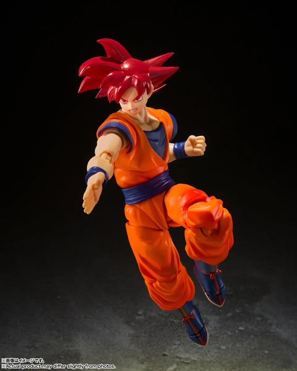 Original BANDAI S.H.Figuarts Super Saiyan God Red Hair Son GOKU Dragon Ball Z Anime Action PVC Model Collection Birthday Gifts