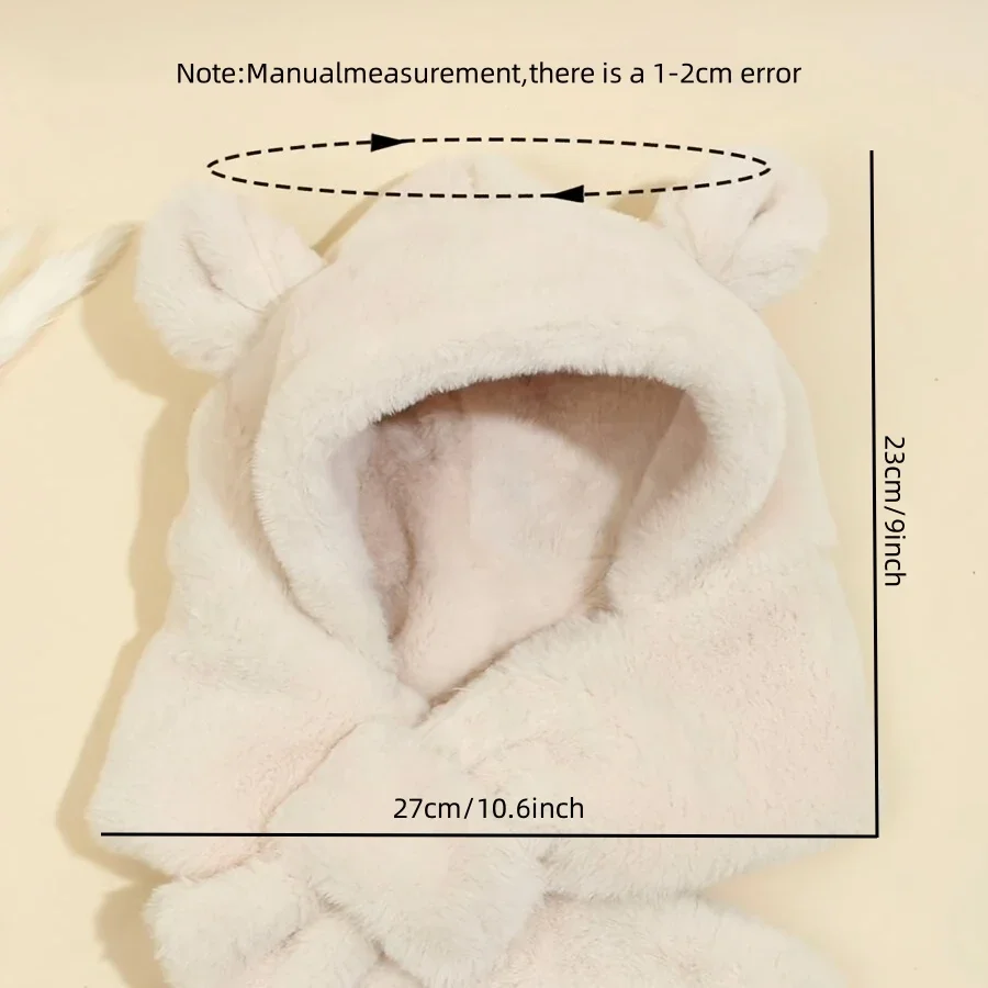الشتاء الطفل قبعة وشاح قطعة واحدة فو الفراء قبعات للأطفال الكرتون الدب الدافئة الرقبة غطاء للأذن للبنين بنات يندبروف بيني المواد الرضع