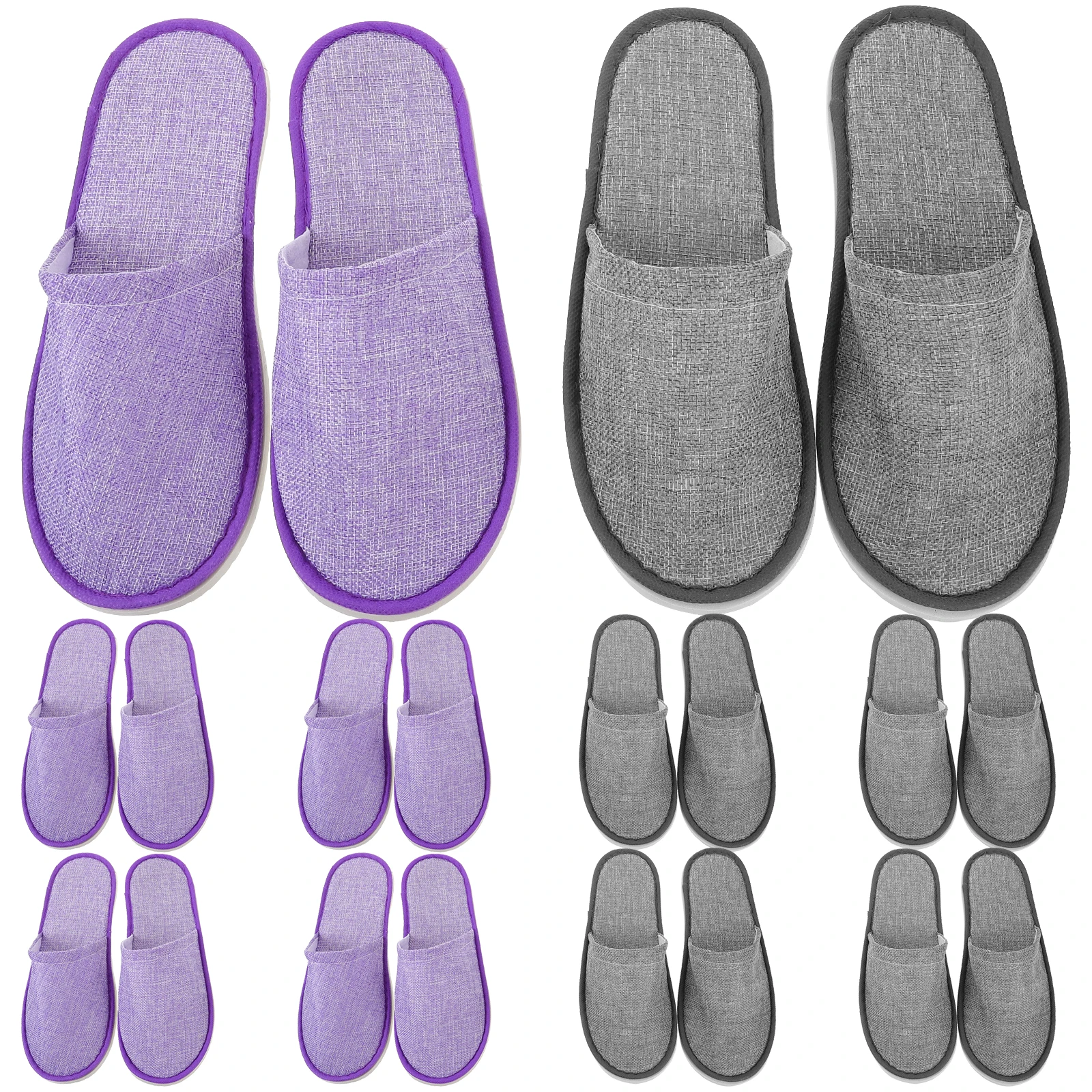 

10 Pairs Gray 5 5 Disposable House Slippers Thickened Cotton Linen Non Guest Hotel Spa Office Use Portable Storage