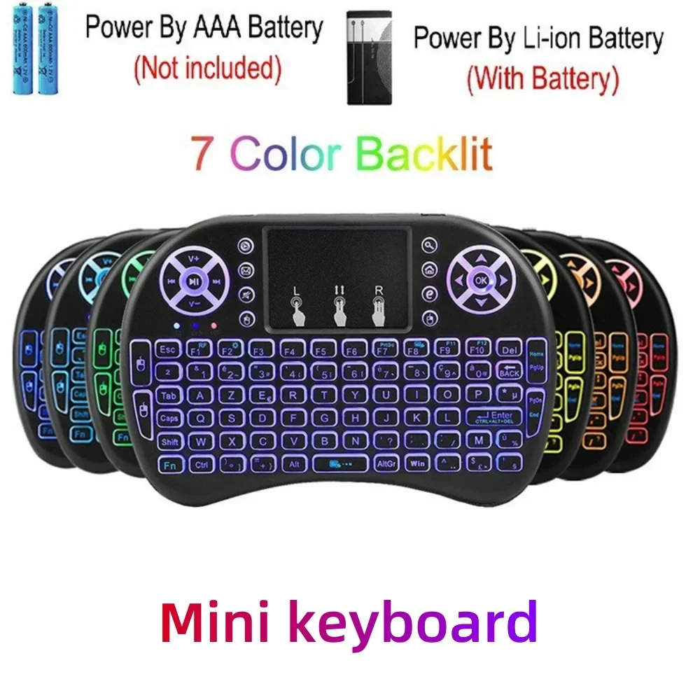 Mini Keyboard Colorful Backlit I8 Touchpad Remote Control English 2.4Ghz Air Mouse Wireless Keyboard For Laptop TV Box Touchpad