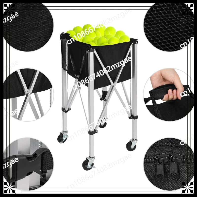 Portable folding aluminum alloy volleyball cart, football basketball  mobile car, basket-picking tennis cart